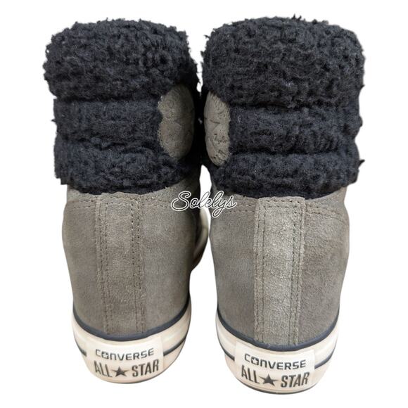 Converse 2014 Platform Plus Sherpa Hidden Wedge Grey Suede Sneaker Boot 7.5 - Picture 3 of 11